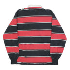 BARBARIAN Mens Navy & Red Peyton Wrestling Long Sleeve Striped M Cotton Polo