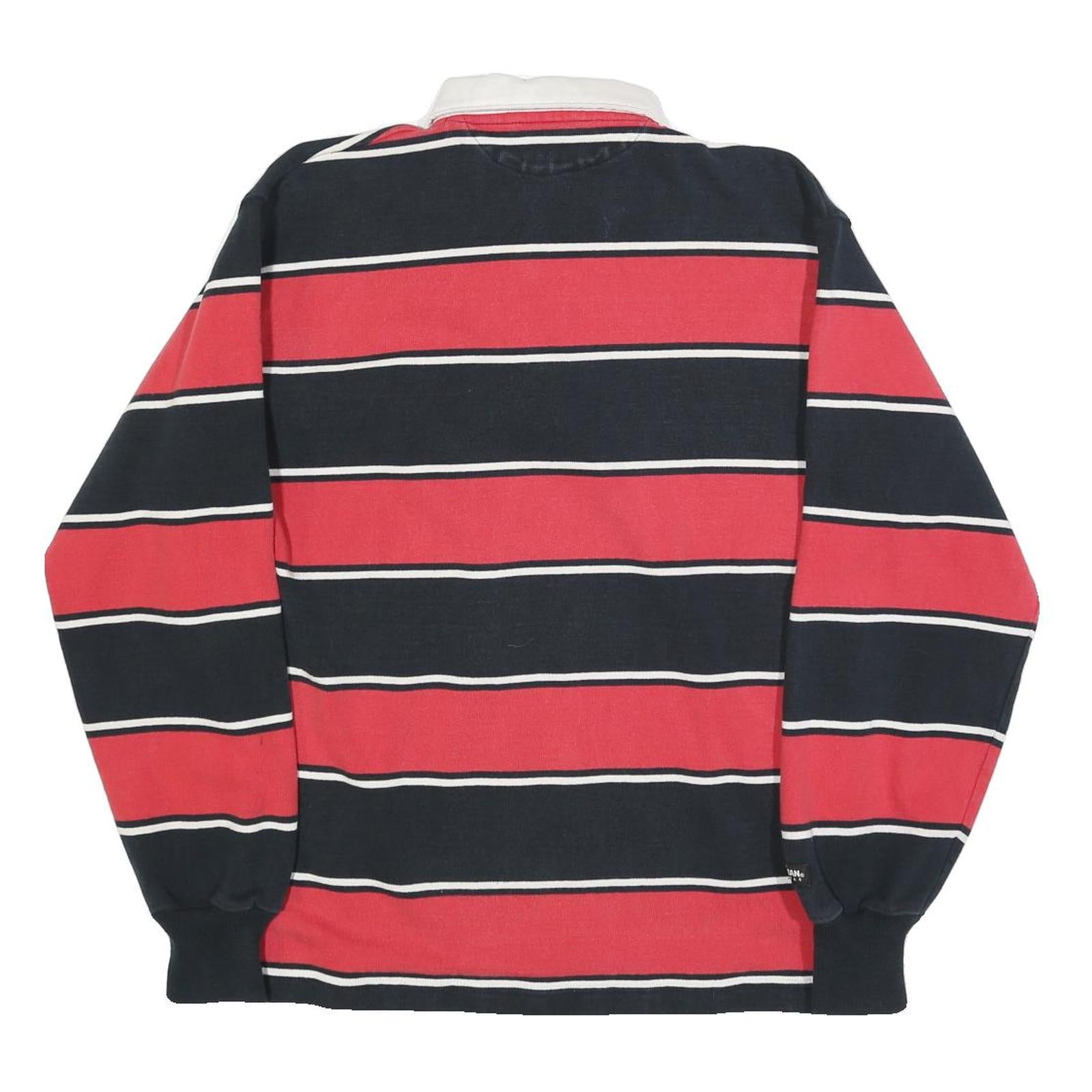 BARBARIAN Mens Navy & Red Peyton Wrestling Long Sleeve Striped M Cotton Polo