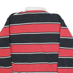BARBARIAN Mens Navy & Red Peyton Wrestling Long Sleeve Striped M Cotton Polo