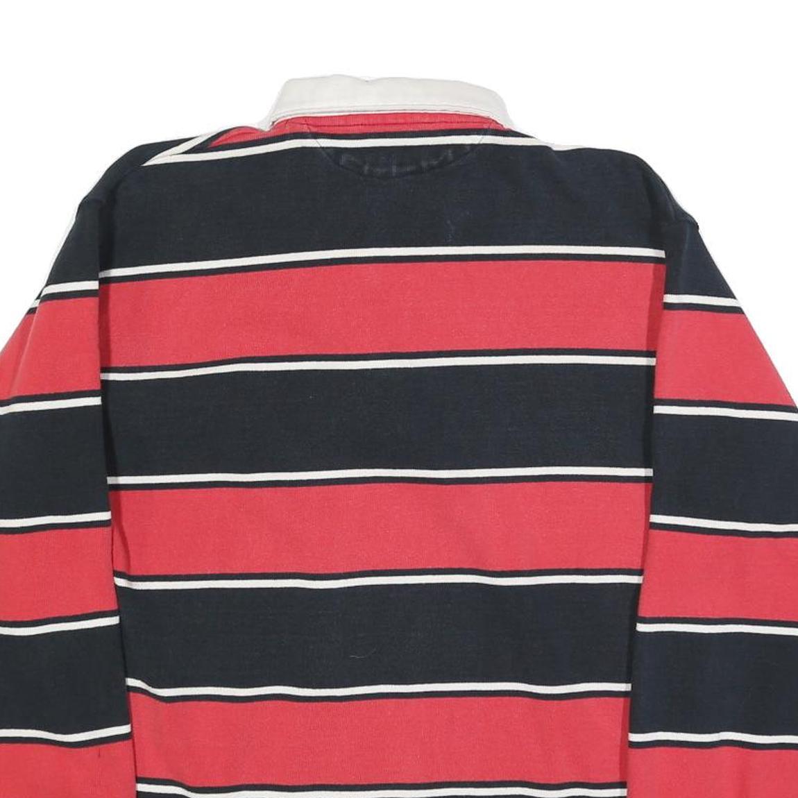 BARBARIAN Mens Navy & Red Peyton Wrestling Long Sleeve Striped M Cotton Polo