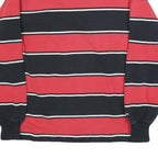 BARBARIAN Mens Navy & Red Peyton Wrestling Long Sleeve Striped M Cotton Polo