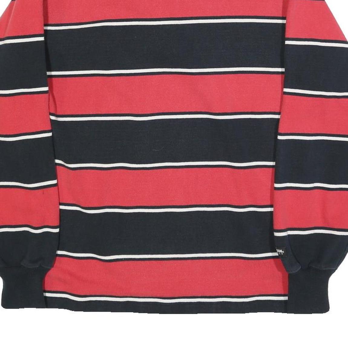 BARBARIAN Mens Navy & Red Peyton Wrestling Long Sleeve Striped M Cotton Polo