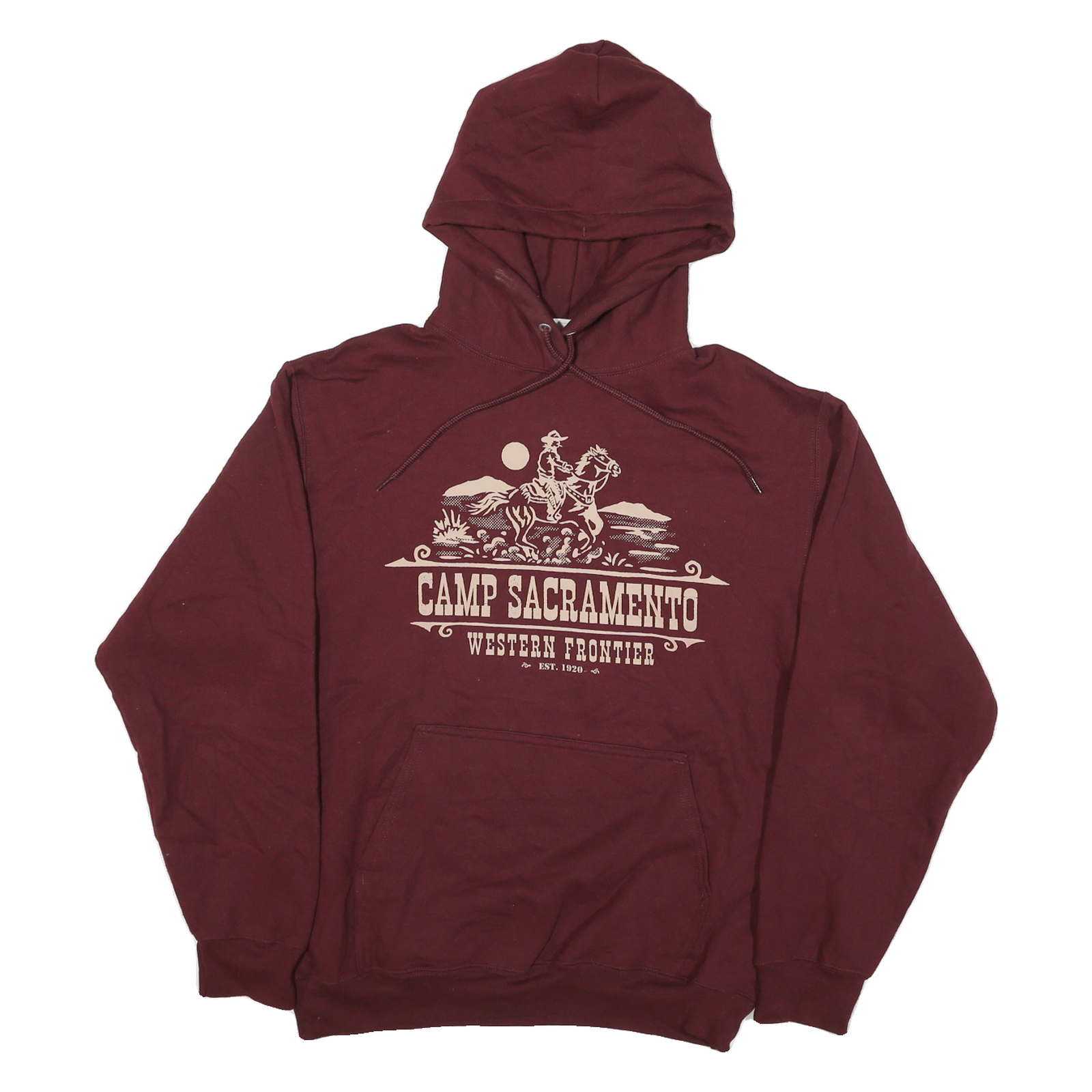 PORT & COMPANY Mens Maroon Camp Sacramento Pullover Hoodie M Western Frontier