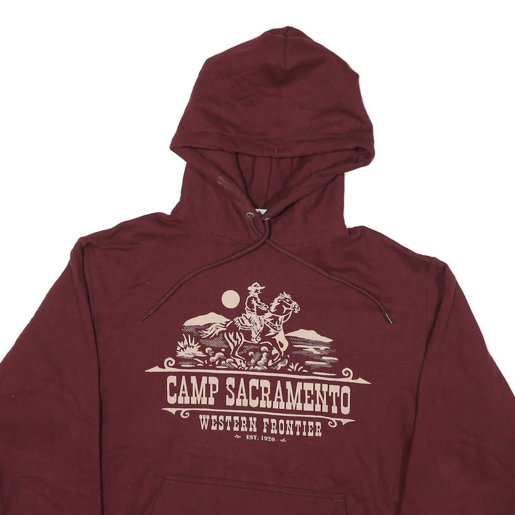 PORT & COMPANY Mens Maroon Camp Sacramento Pullover Hoodie M Western Frontier