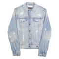 GUESS Mens Blue Denim Jacket XS Cotton Button Denim Distressed Fashion