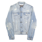 GUESS Mens Blue Denim Jacket XS Cotton Button Denim Distressed Fashion