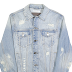 GUESS Mens Blue Denim Jacket XS Cotton Button Denim Distressed Fashion