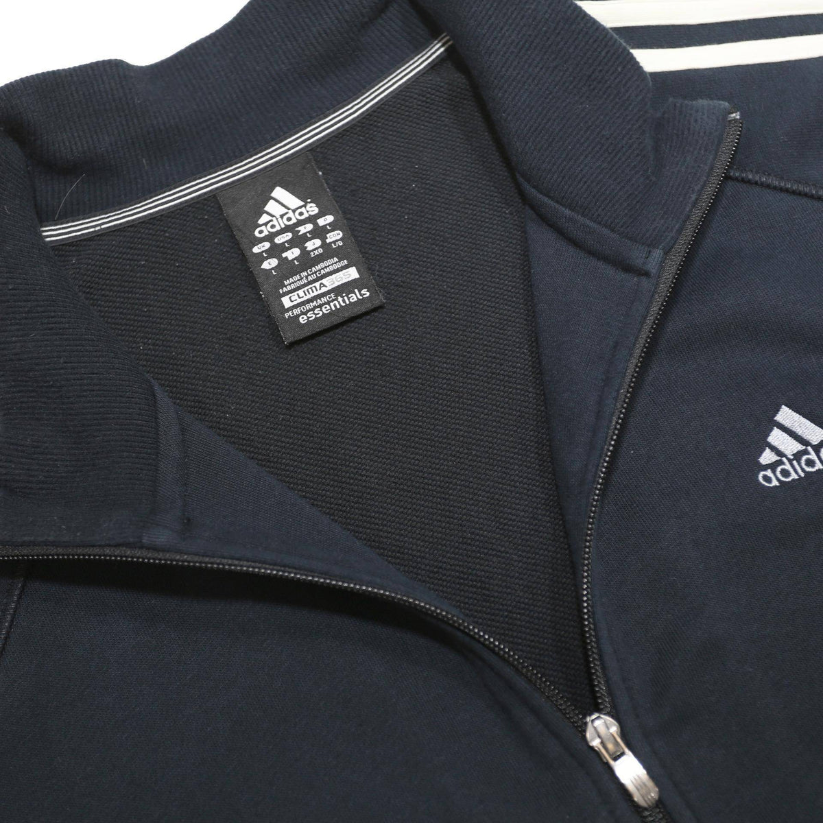 ADIDAS Mens Black & White Track Jacket L Cotton Blend Zip Sports Casual