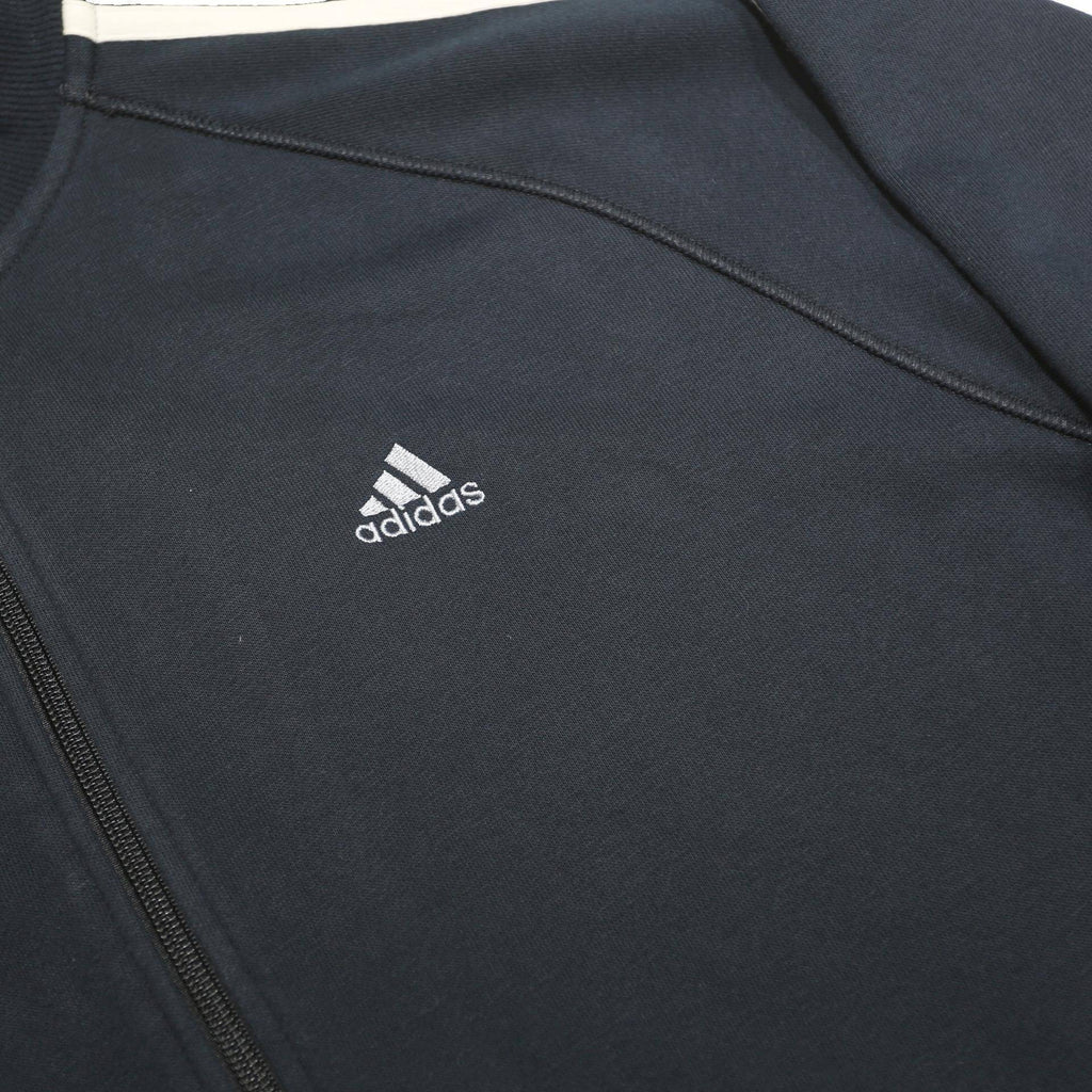 ADIDAS Mens Black & White Track Jacket L Cotton Blend Zip Sports Casual