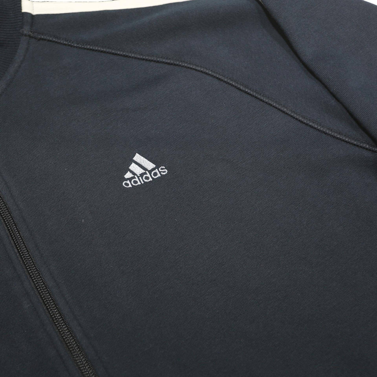 ADIDAS Mens Black & White Track Jacket L Cotton Blend Zip Sports Casual