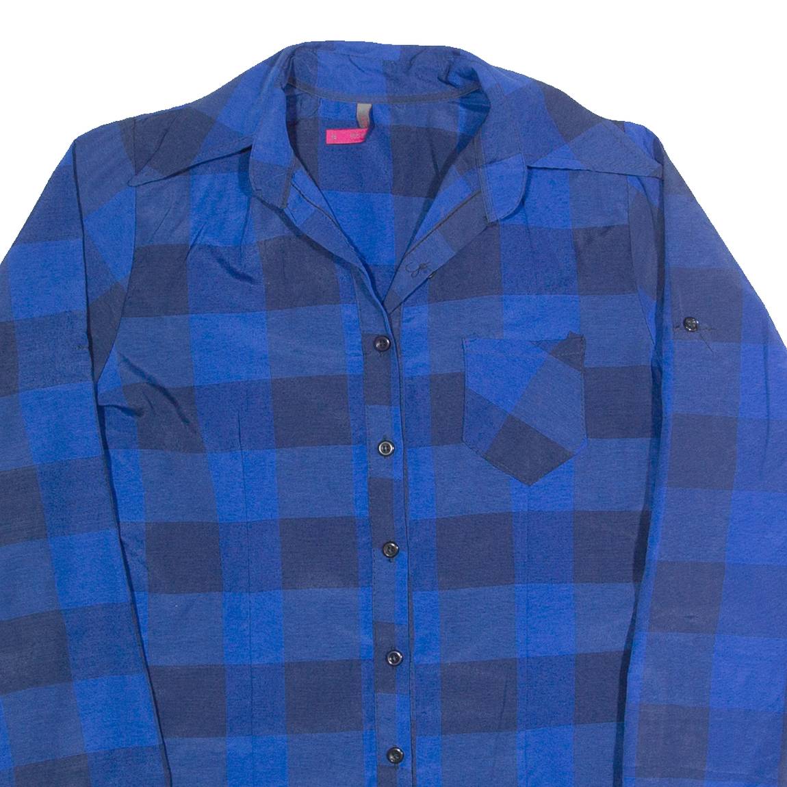 RED QUEEN Womens Printed Shirt Blue Collared Long Sleeve Check M