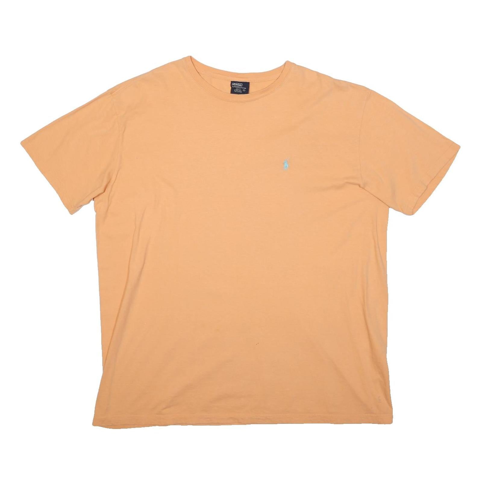 POLO RALPH LAUREN Mens Peach Cotton T-Shirt L Short Sleeve Crew Neck Classic