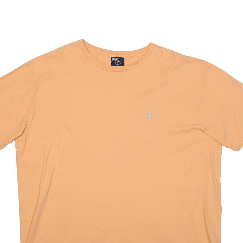 POLO RALPH LAUREN Mens Peach Cotton T-Shirt L Short Sleeve Crew Neck Classic