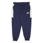 PUMA Mens Joggers Navy Blue & White Slim Tapered M W34 L29 Cotton Blend