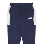 PUMA Mens Joggers Navy Blue & White Slim Tapered M W34 L29 Cotton Blend