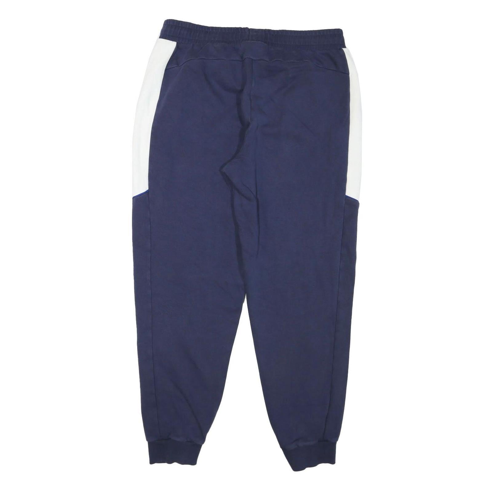 PUMA Mens Joggers Navy Blue & White Slim Tapered M W34 L29 Cotton Blend