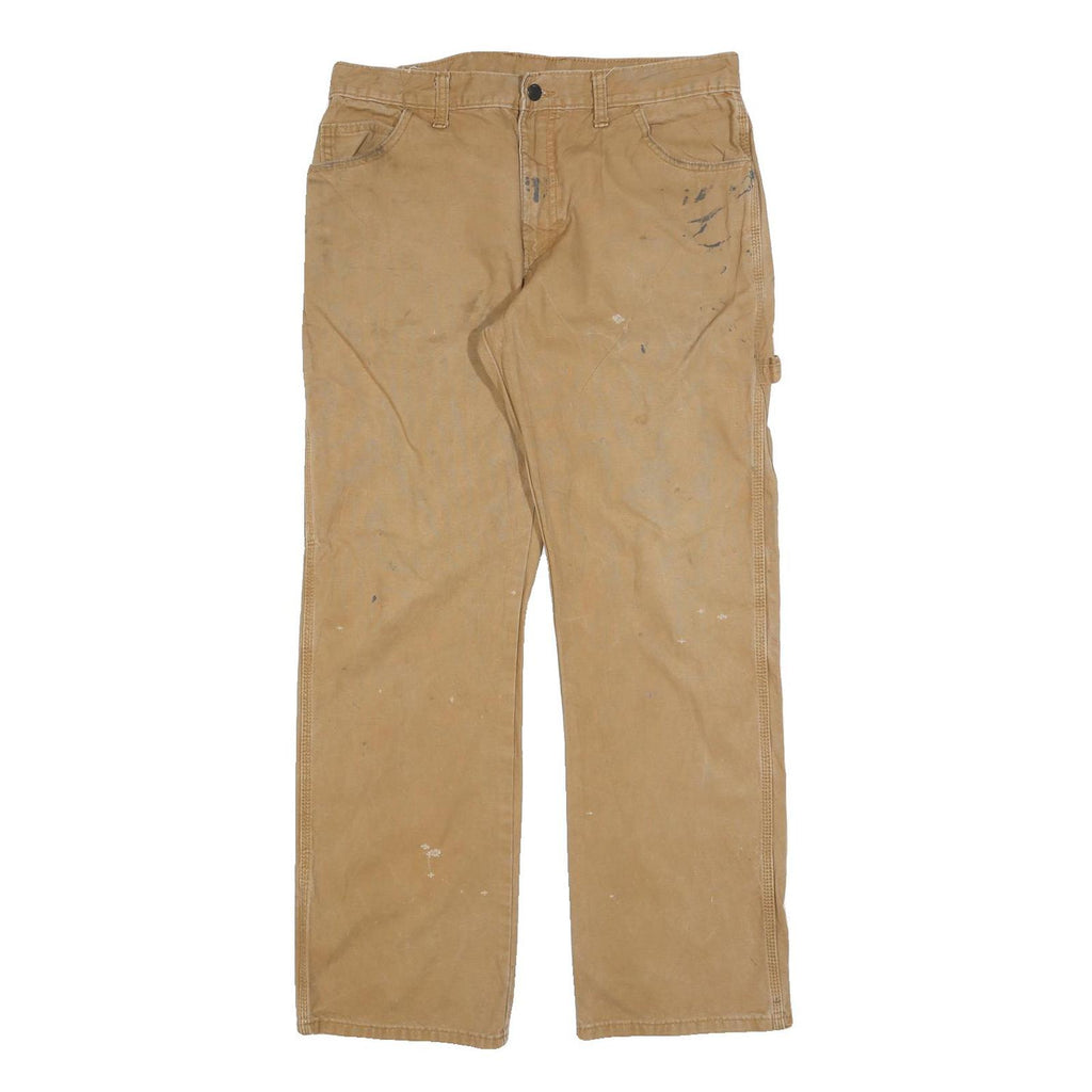 DICKIES Mens Jeans Beige Relaxed Straight Denim W32 L32 Workwear Zip Closure