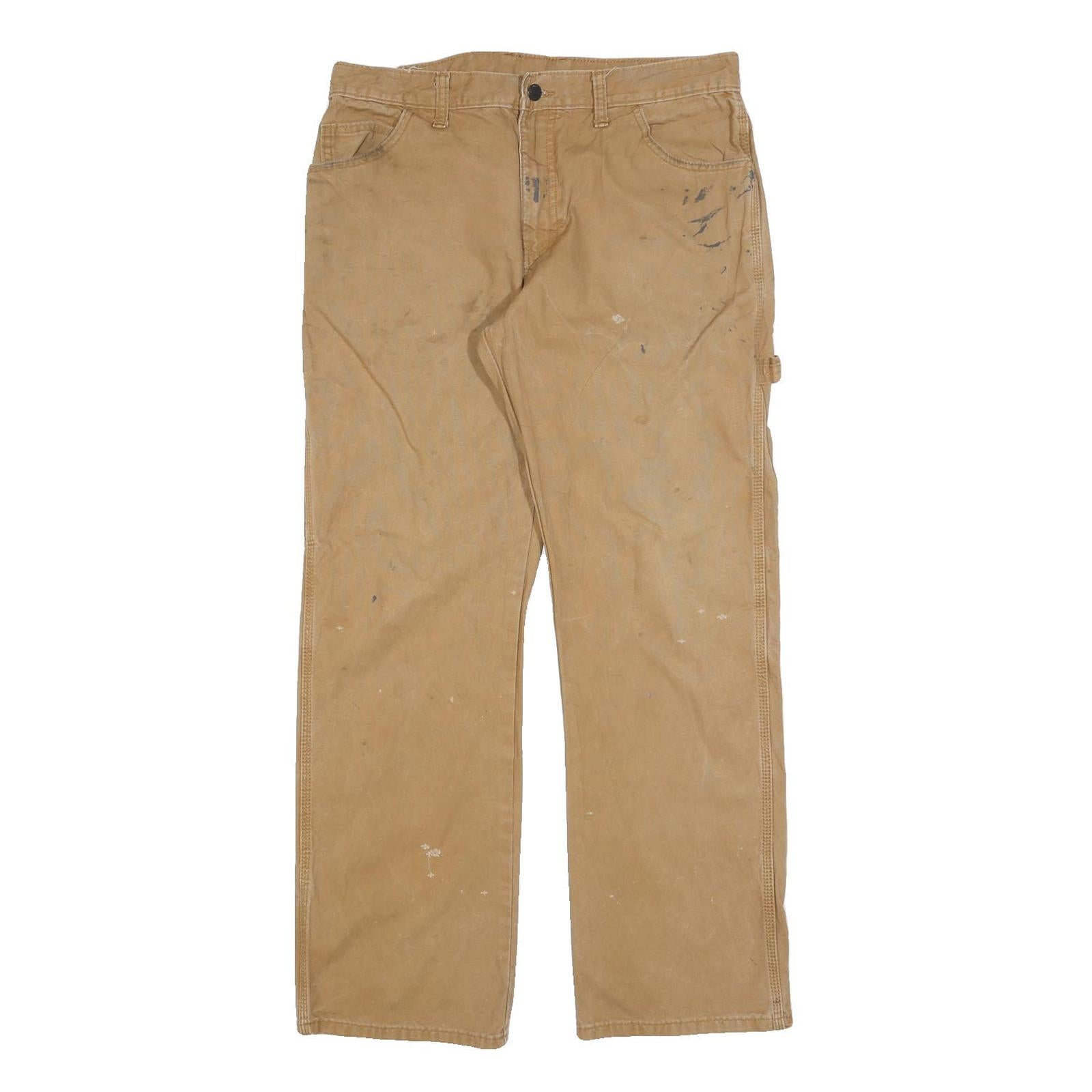 DICKIES Mens Jeans Beige Relaxed Straight Denim W32 L32 Workwear Zip Closure