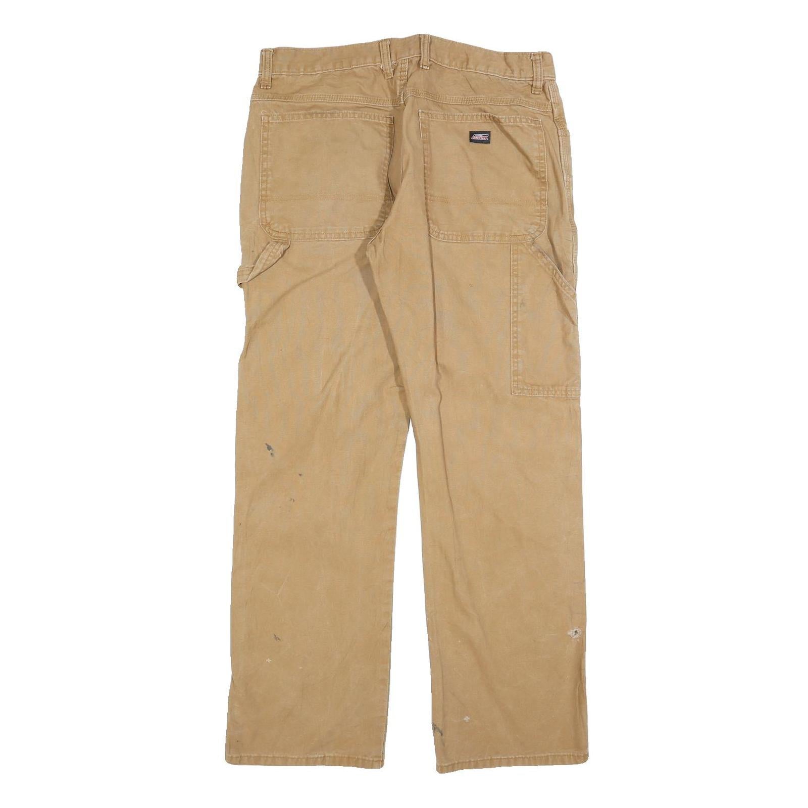 DICKIES Mens Jeans Beige Relaxed Straight Denim W32 L32 Workwear Zip Closure