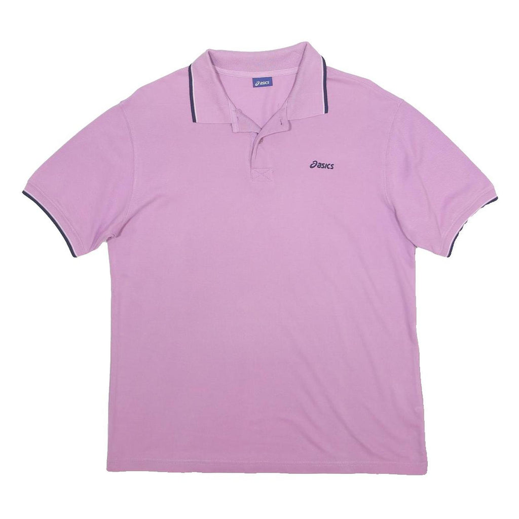 ASICS Mens Pink Polo Shirt M Cotton Short Sleeve Basic
