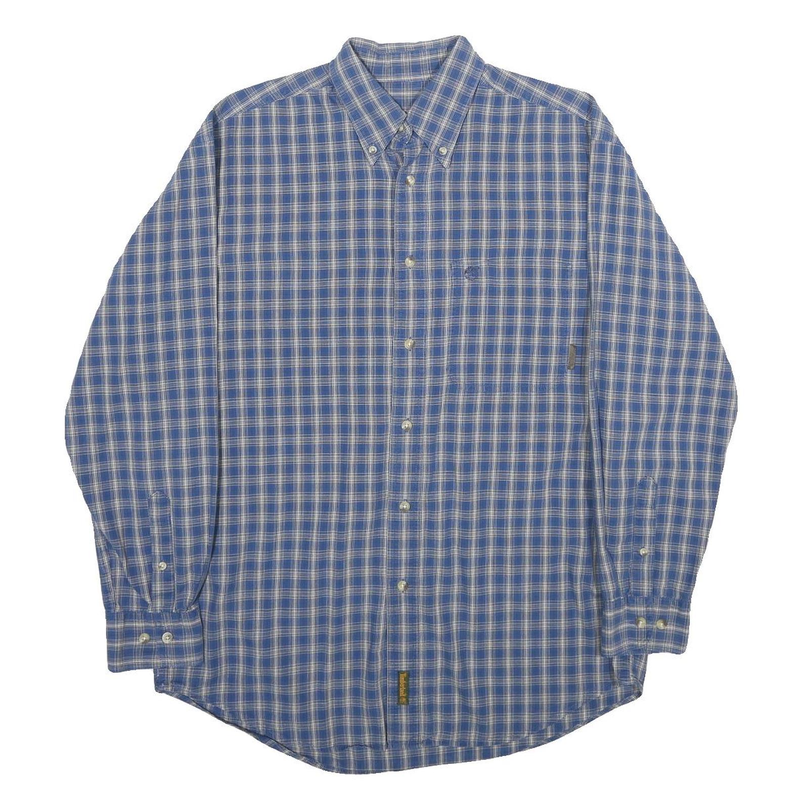 TIMBERLAND Mens Blue Check Shirt S Button-Down Collar Long Sleeve Cotton Casual