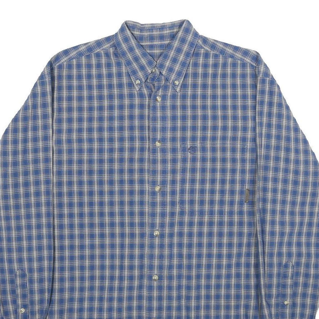 TIMBERLAND Mens Blue Check Shirt S Button-Down Collar Long Sleeve Cotton Casual