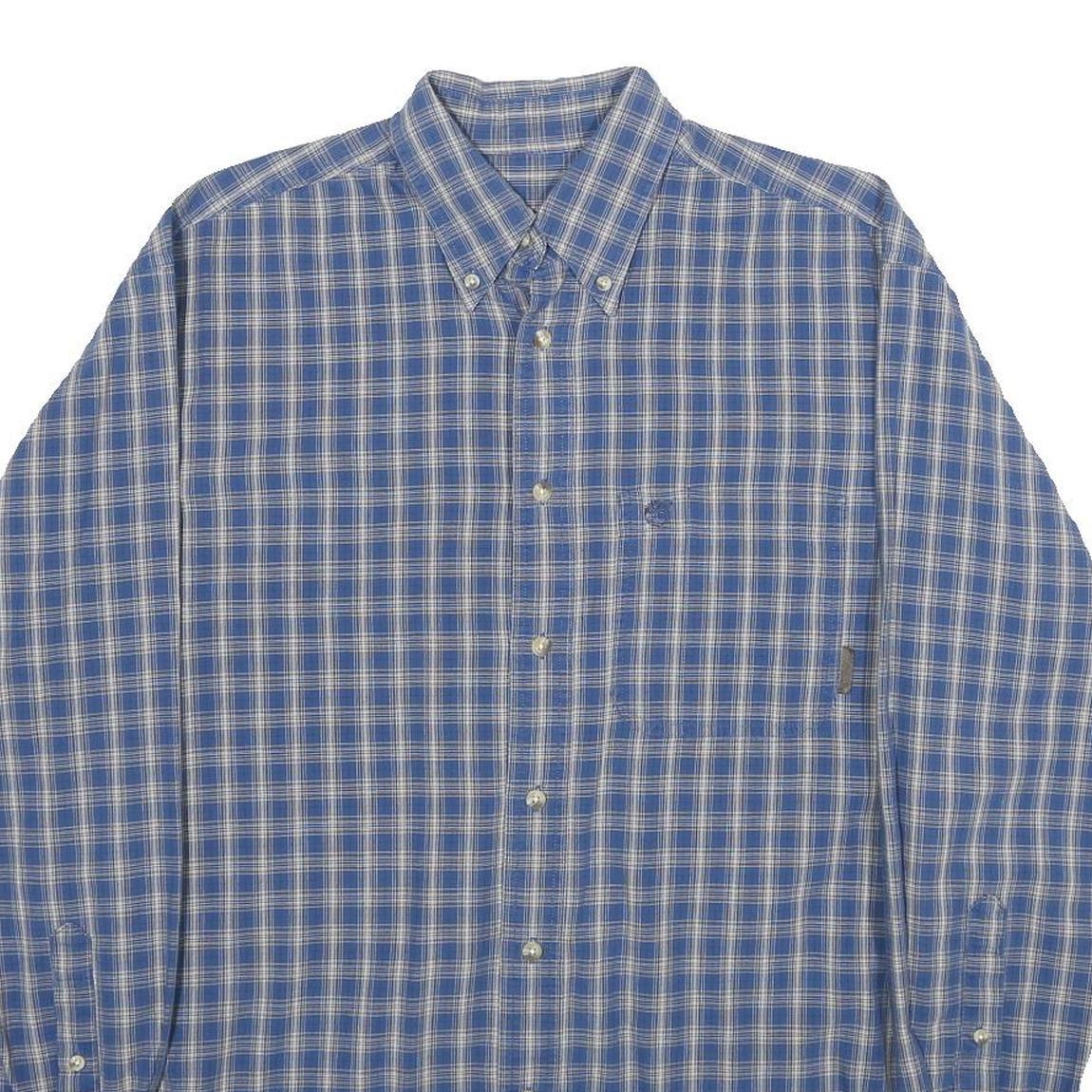 TIMBERLAND Mens Blue Check Shirt S Button-Down Collar Long Sleeve Cotton Casual