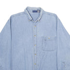 TRUMAN Mens Blue Denim Shirt L Button-Down Collar Long Sleeve Casual Cotton