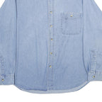 TRUMAN Mens Blue Denim Shirt L Button-Down Collar Long Sleeve Casual Cotton