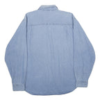 TRUMAN Mens Blue Denim Shirt L Button-Down Collar Long Sleeve Casual Cotton