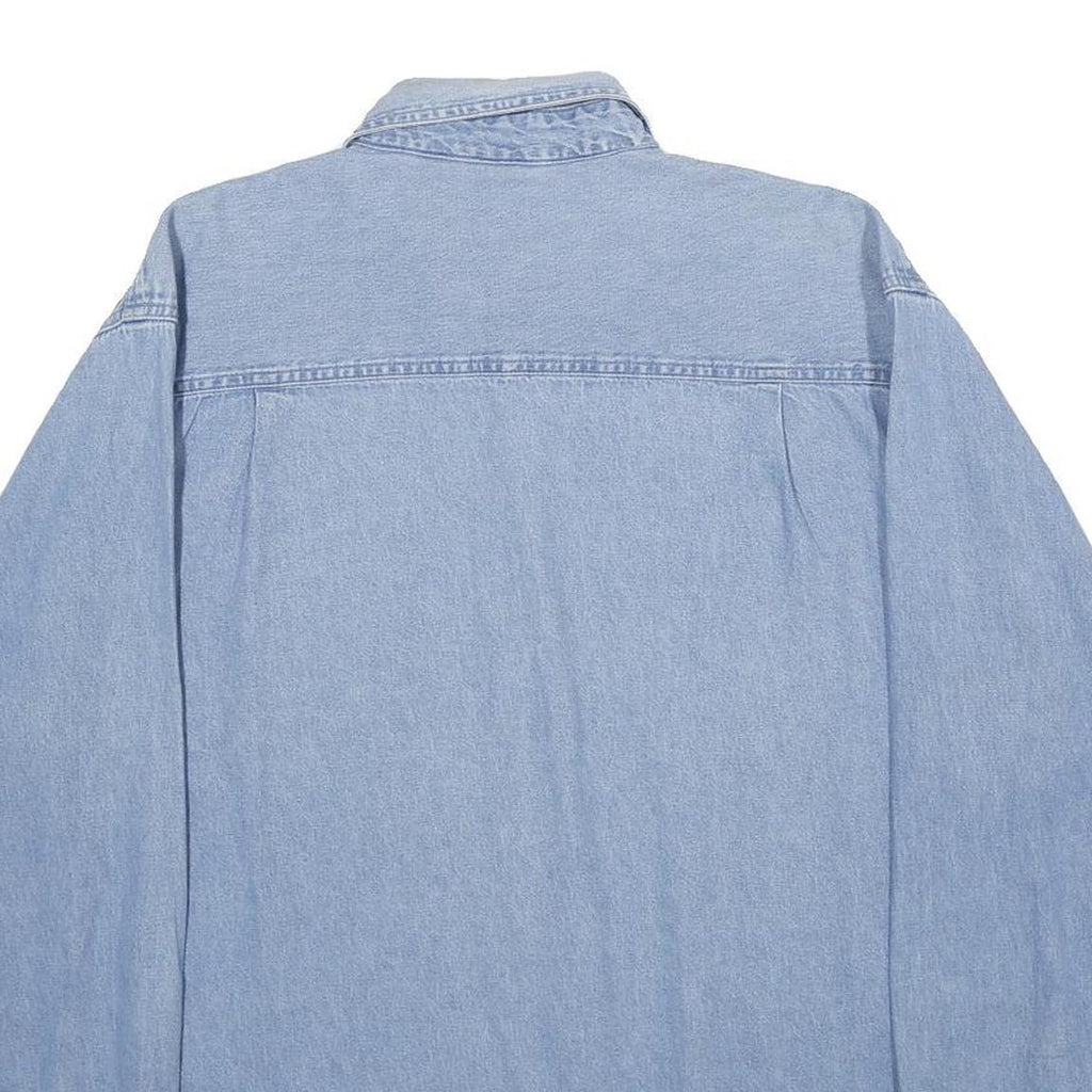 TRUMAN Mens Blue Denim Shirt L Button-Down Collar Long Sleeve Casual Cotton