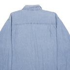 TRUMAN Mens Blue Denim Shirt L Button-Down Collar Long Sleeve Casual Cotton