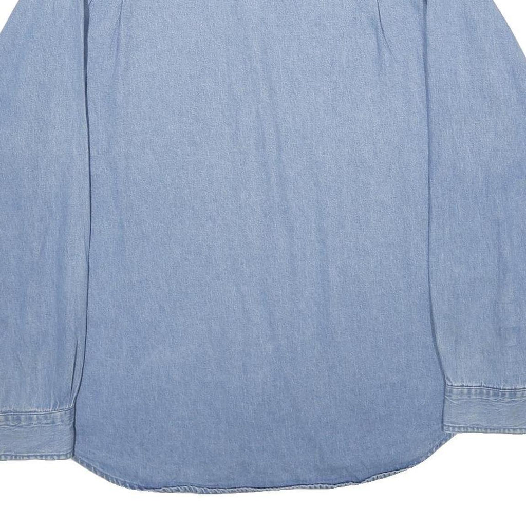 TRUMAN Mens Blue Denim Shirt L Button-Down Collar Long Sleeve Casual Cotton