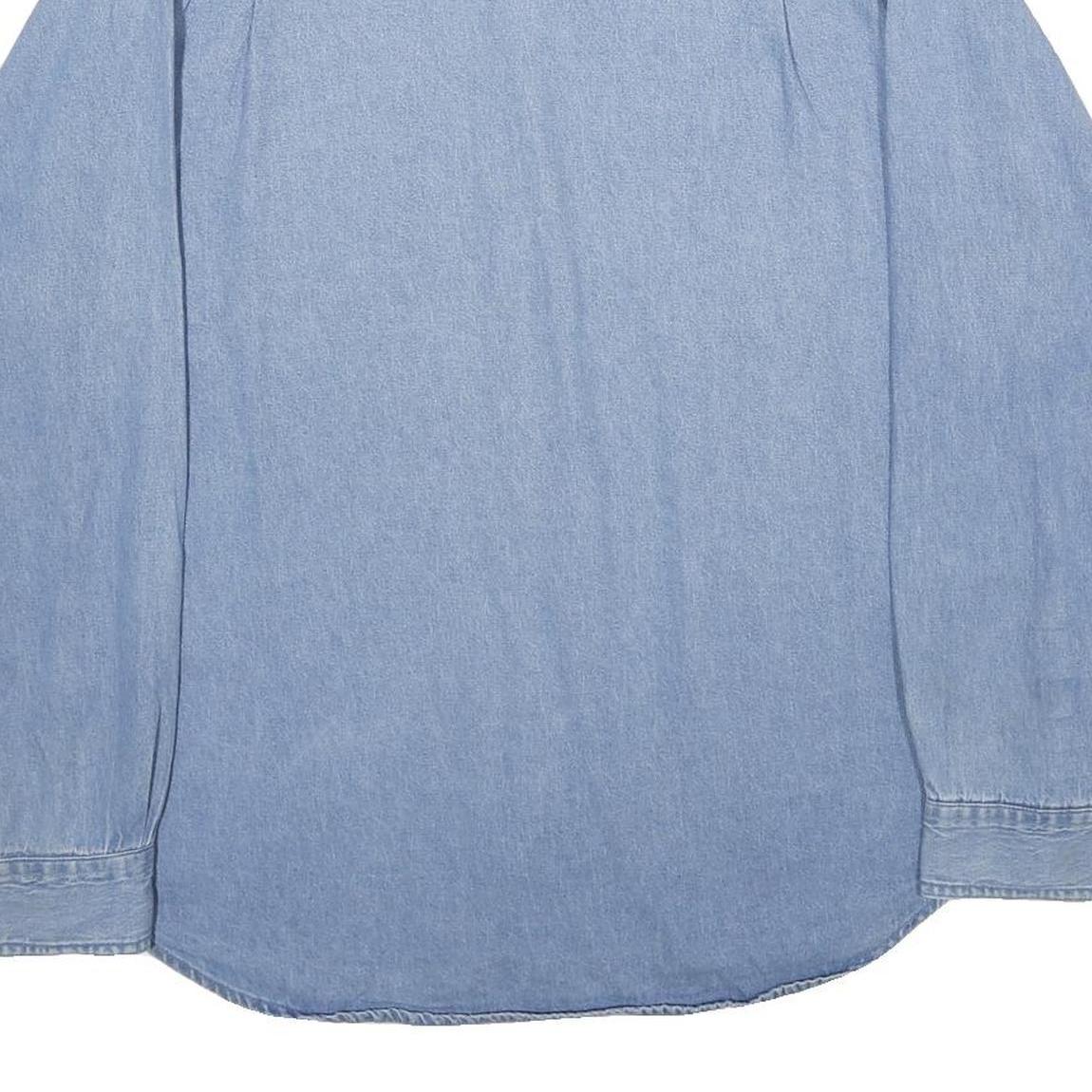 TRUMAN Mens Blue Denim Shirt L Button-Down Collar Long Sleeve Casual Cotton