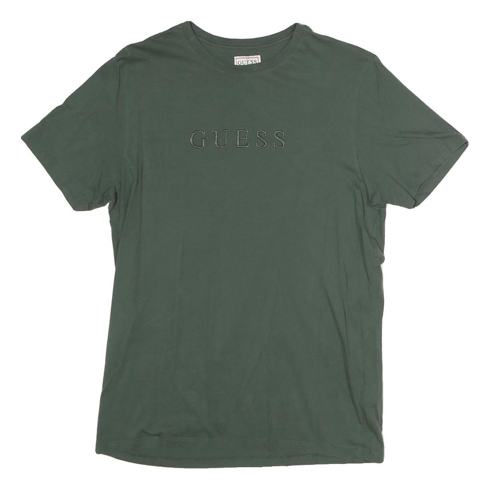 GUESS Mens Green M Cotton Graphic T-Shirt Short Sleeve Crew Neck Logo
