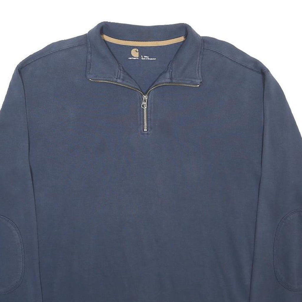 CARHARTT Mens Blue Plain Pullover Crew Neck Basic Knit L Cotton Jumper