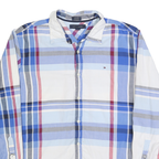 TOMMY HILFIGER Mens Blue & White Check Shirt XL Casual Classic Cotton