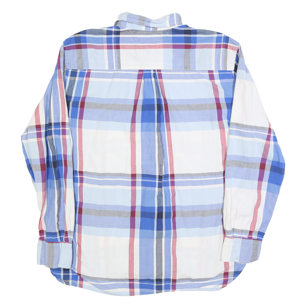 TOMMY HILFIGER Mens Blue & White Check Shirt XL Casual Classic Cotton