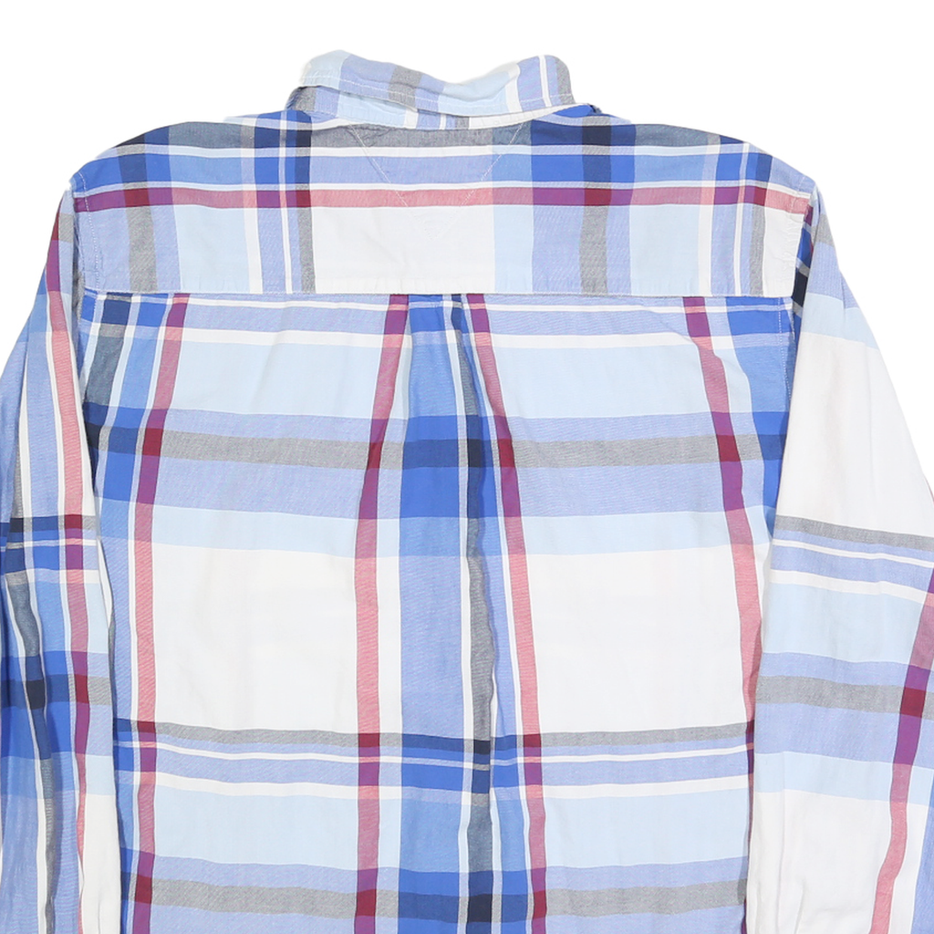 TOMMY HILFIGER Mens Blue & White Check Shirt XL Casual Classic Cotton