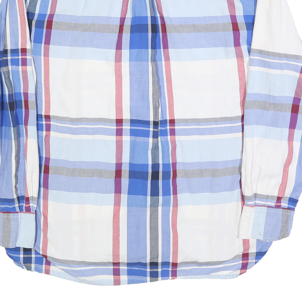 TOMMY HILFIGER Mens Blue & White Check Shirt XL Casual Classic Cotton