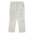 CARHARTT Mens Cotton Blend Beige Relaxed W30 L27 Workwear Trousers Zip Closure