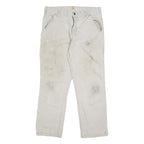 CARHARTT Mens Cotton Blend Beige Relaxed W30 L27 Workwear Trousers Zip Closure