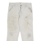 CARHARTT Mens Cotton Blend Beige Relaxed W30 L27 Workwear Trousers Zip Closure
