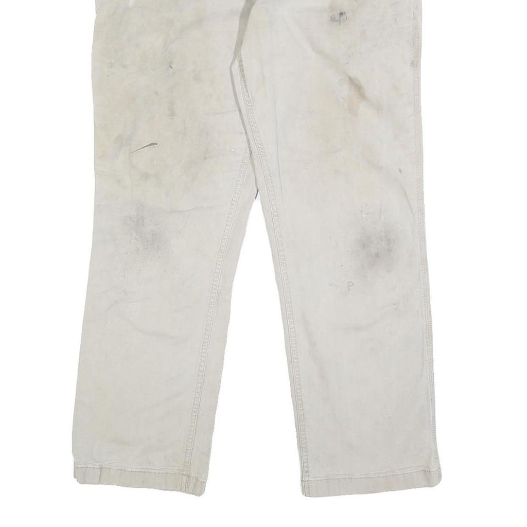 CARHARTT Mens Cotton Blend Beige Relaxed W30 L27 Workwear Trousers Zip Closure
