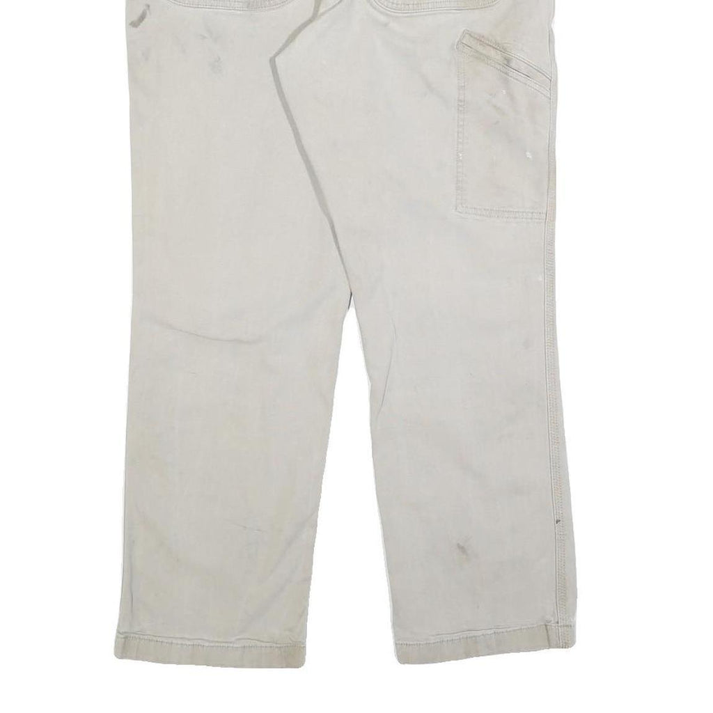 CARHARTT Mens Cotton Blend Beige Relaxed W30 L27 Workwear Trousers Zip Closure