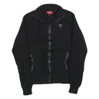 GUESS Womens Black Plain Full Zip Jumper Crew Neck Cable Knit S Soft Cotton
