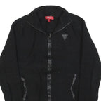 GUESS Womens Black Plain Full Zip Jumper Crew Neck Cable Knit S Soft Cotton
