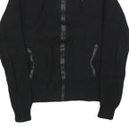 GUESS Womens Black Plain Full Zip Jumper Crew Neck Cable Knit S Soft Cotton