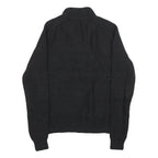 GUESS Womens Black Plain Full Zip Jumper Crew Neck Cable Knit S Soft Cotton