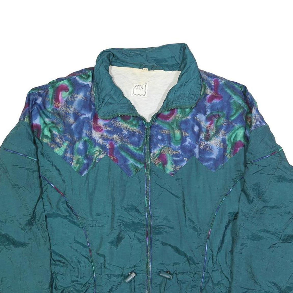 IN TRAINING Womens Green Polyester Zip Jacket L Woven Colourblock Lightweight